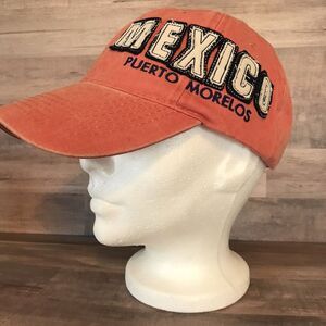 Mexico Puerto‎ Morelos Men's Hat adjustable embroidered orange blue